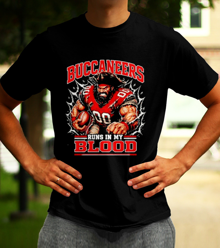 Buccaneers Runs In My Blood Football Player Team Spirit T-Shirt