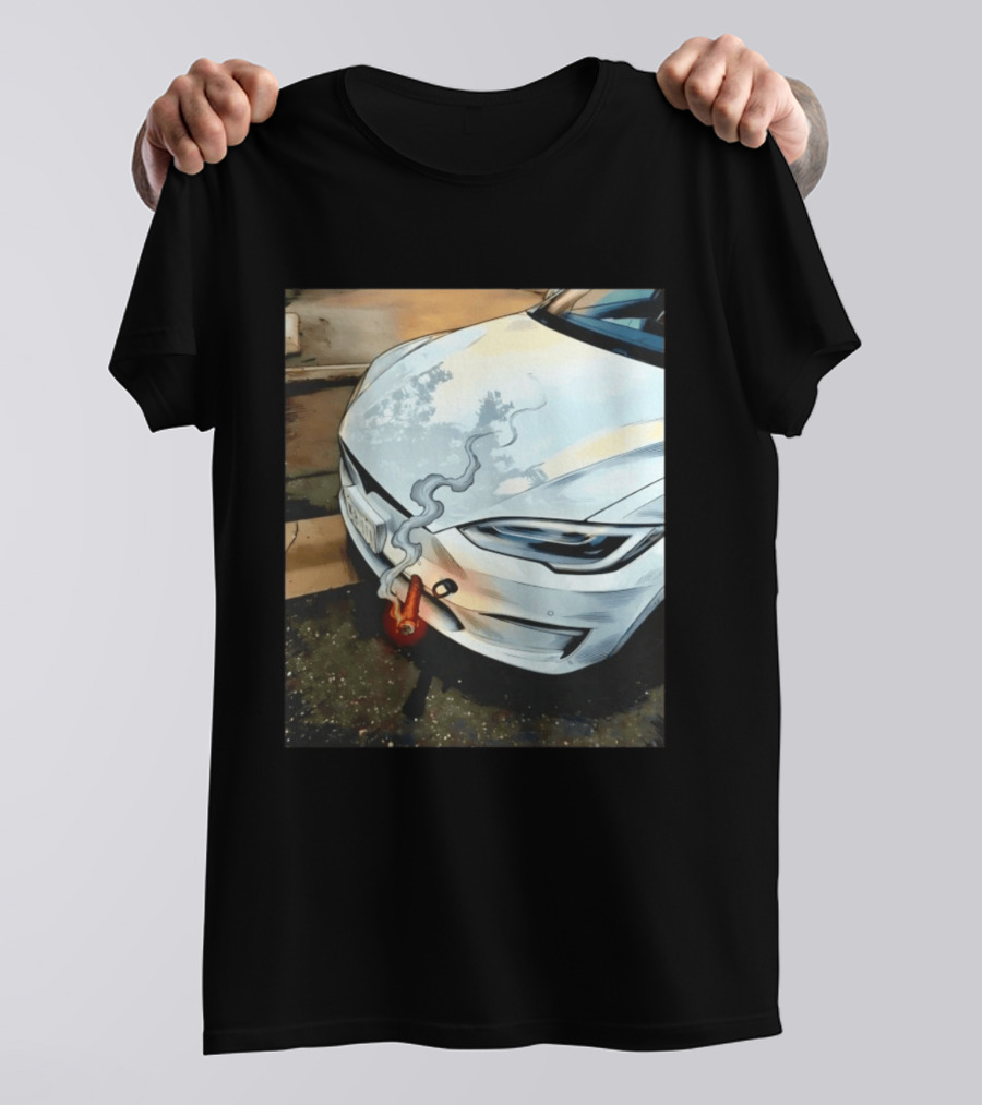 Tesla Car Smoking Light It Up T-Shirt