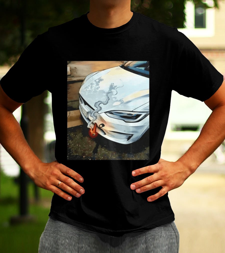 Tesla Car Smoking Light It Up T-Shirt