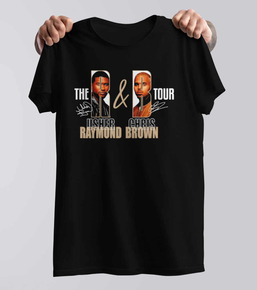 The R & B Tour Usher Chris Brown Raymond Brown Signatures T-Shirt
