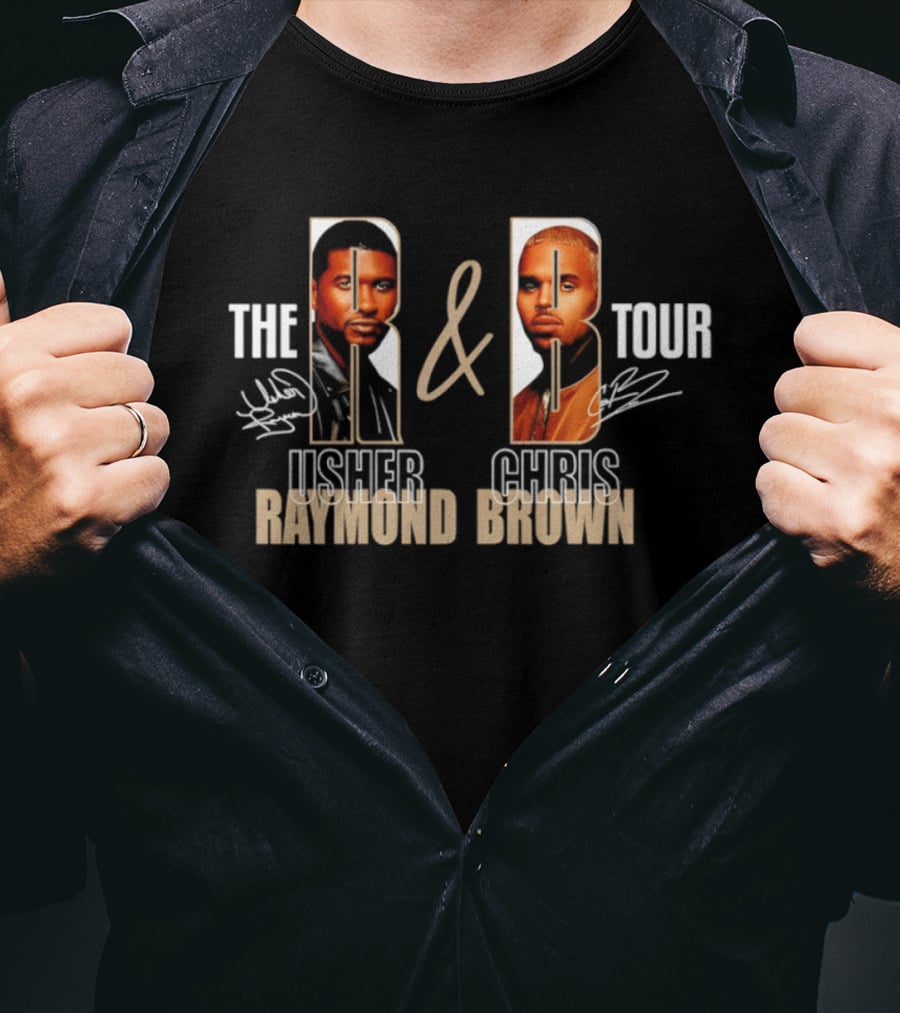 The R & B Tour Usher Chris Brown Raymond Brown Signatures T-Shirt