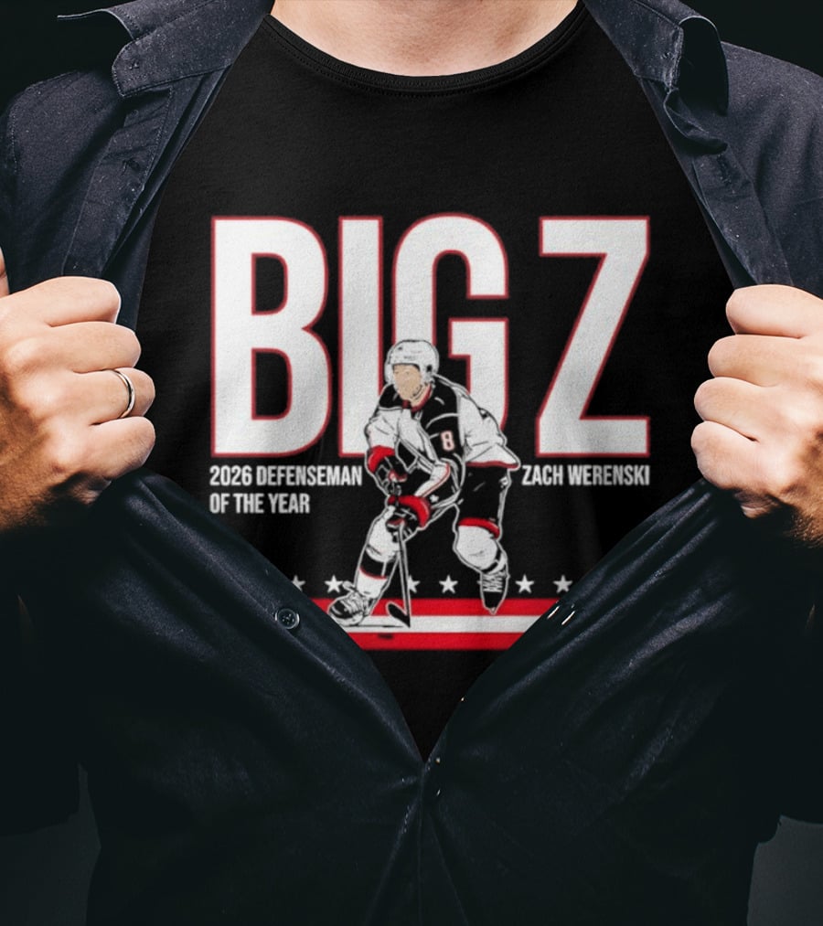 Big Z Zach Werenski Columbus Blue Jackets 2026 Defenseman Of The Year T-Shirt
