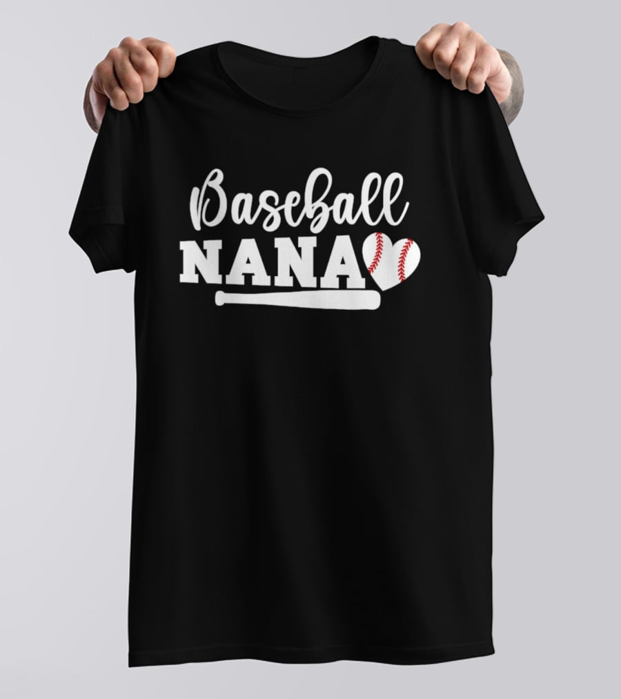 Baseball Nana Heart Ball Bat Love Family Sports Game Day T-Shirt