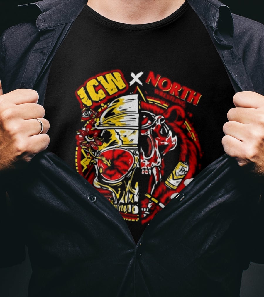 ICW X NORTH Wrestling Skull Collaboration T-Shirt