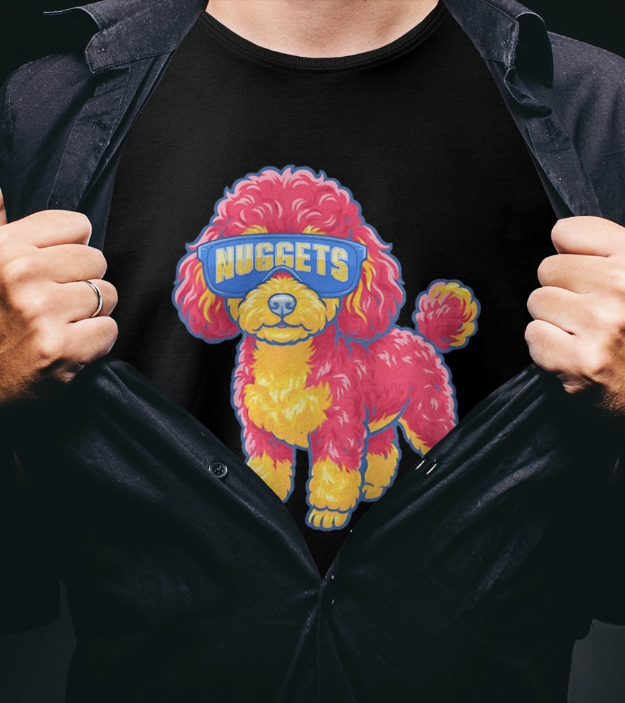 Denver Nuggets Teacup Poodle Wearing Oversized Glasses T-Shirt