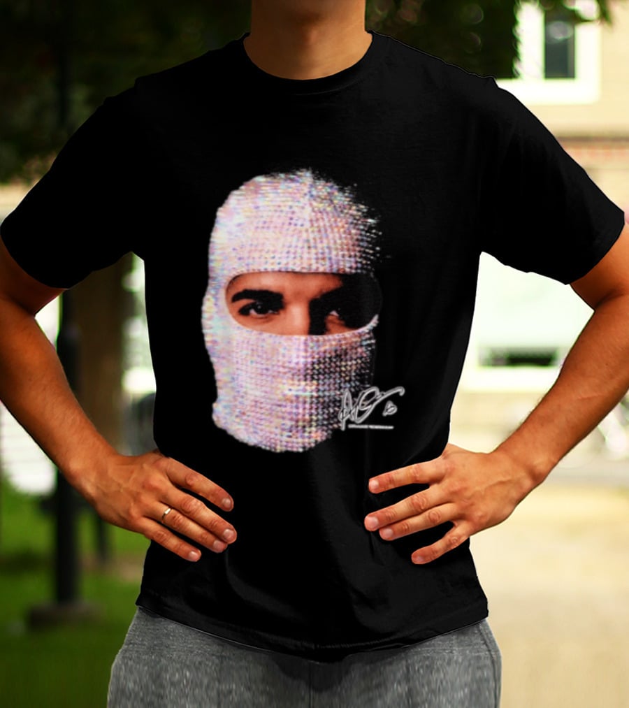 Drake Iceman Mask Jewel Encrusted Balaclava T-Shirt