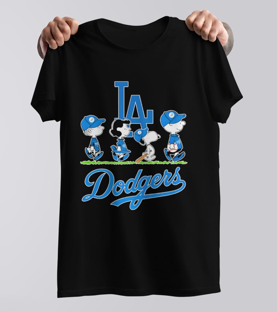Peanuts Characters Los Angeles Dodgers Abbey Road T-Shirt