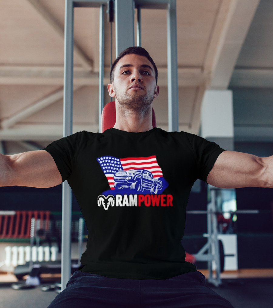 Ram Power Truck American Flag 2026 Patriotic T-Shirt