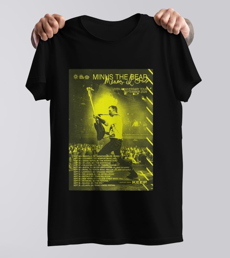 Minus The Bear Menos El Oso 20th Anniversary Tour September 2026 With Jimmy Eat World And Keep T-Shirt