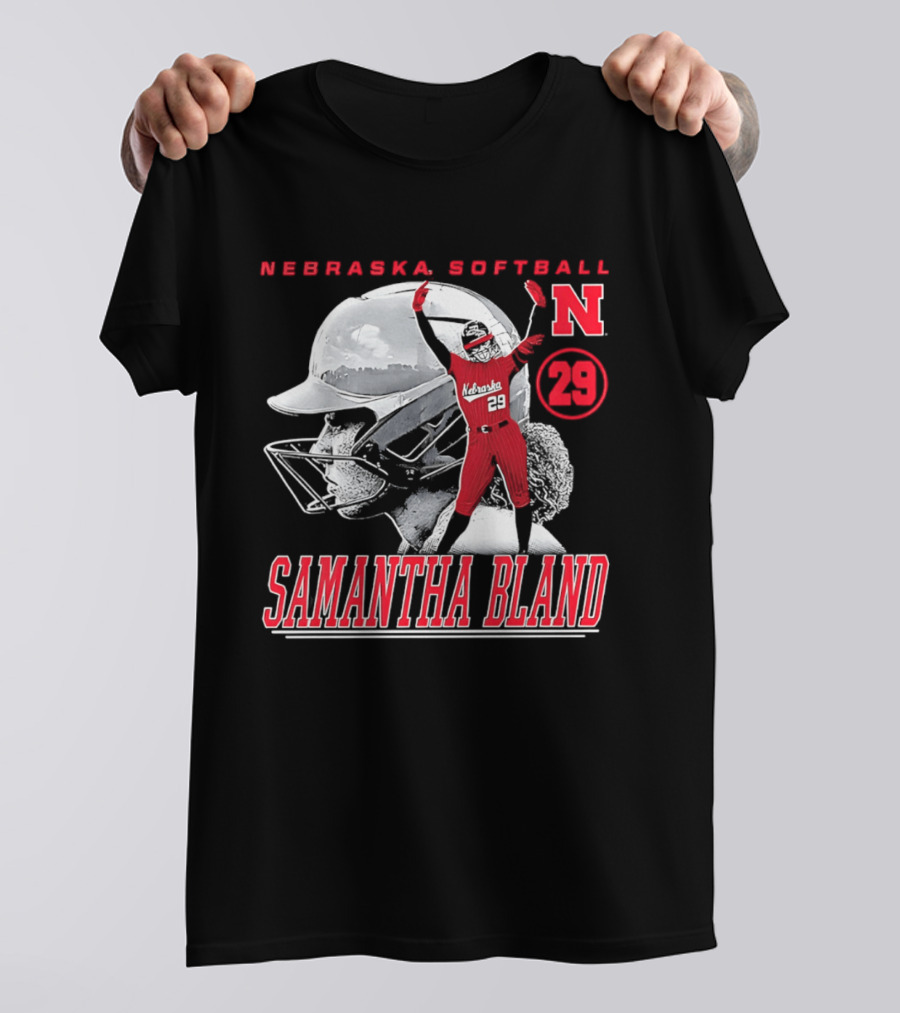 Nebraska Softball Samantha Bland Number 29 Player Iconic N T-Shirt