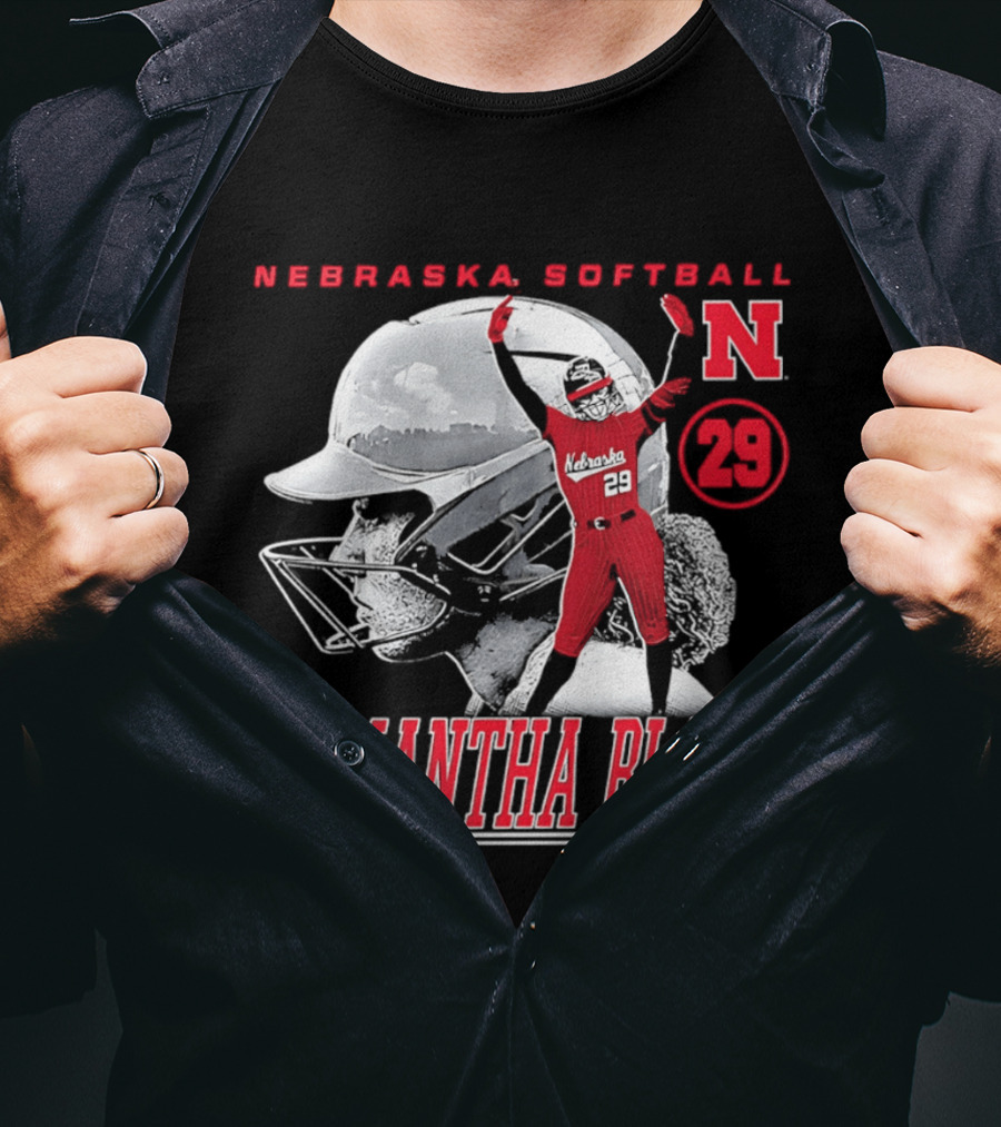 Nebraska Softball Samantha Bland Number 29 Player Iconic N T-Shirt