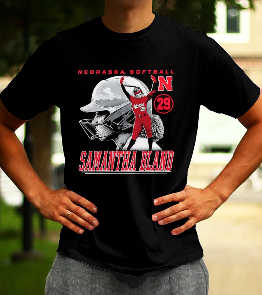 Nebraska Softball Samantha Bland Number 29 Player Iconic N T-Shirt