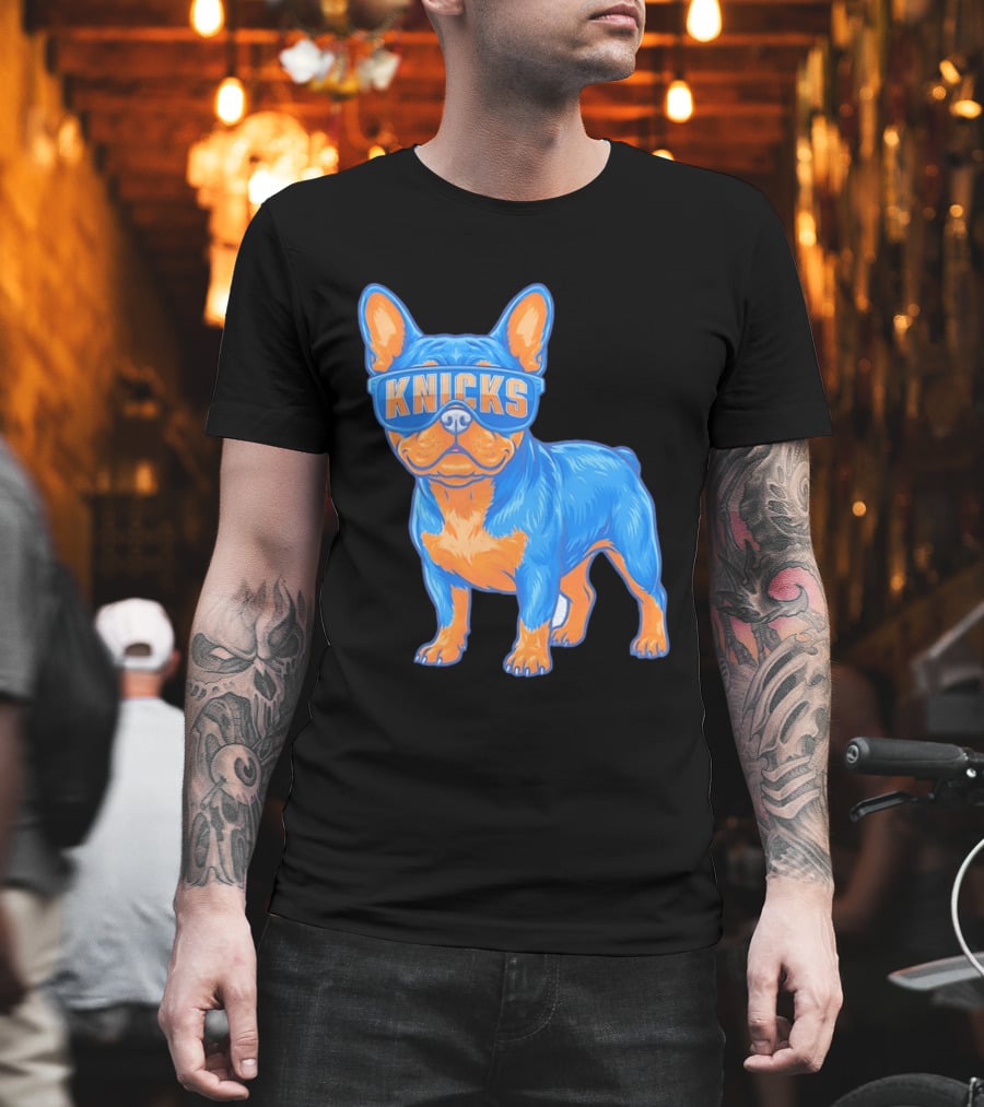 New York Knicks Bulldog Wearing Sunglasses T-Shirt