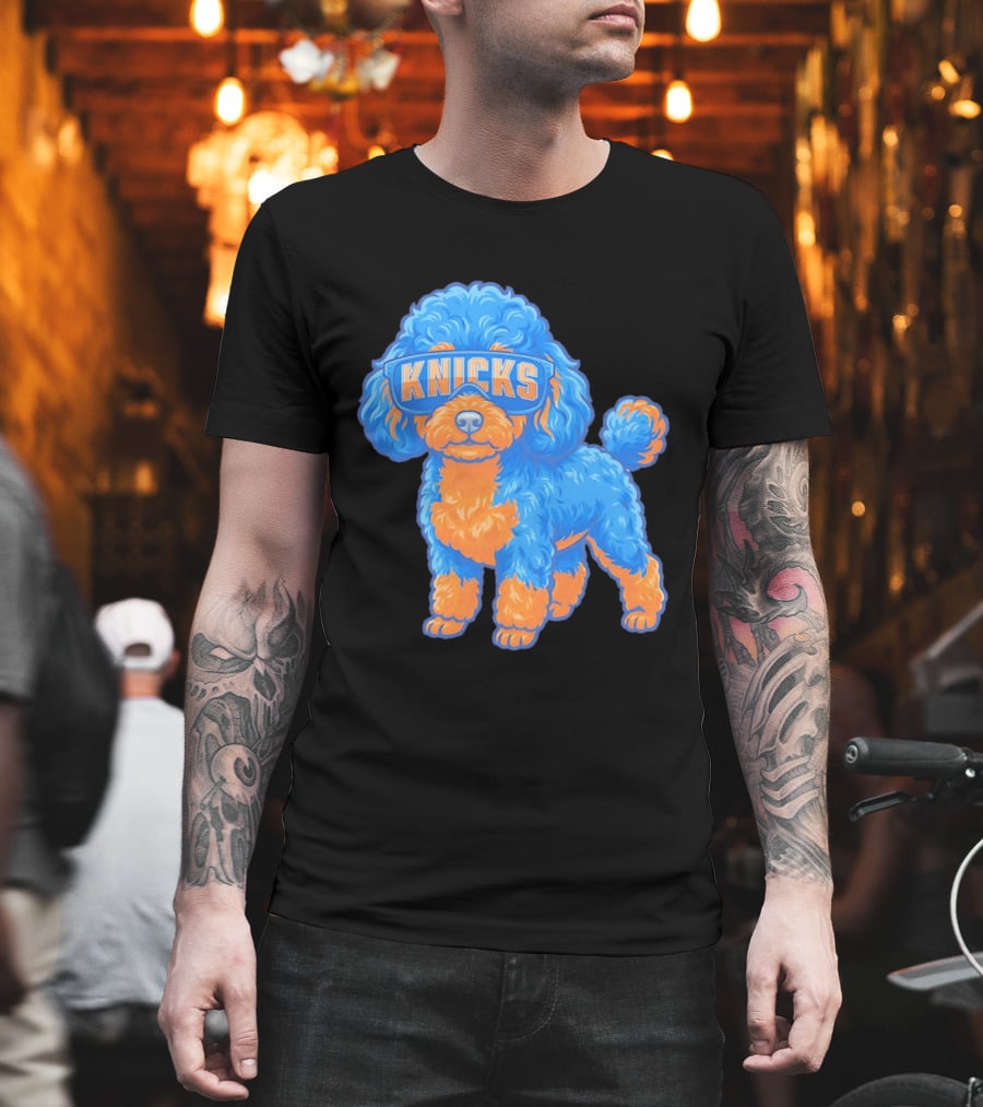 New York Knicks Teacup Poodle Cartoon Glasses T-Shirt