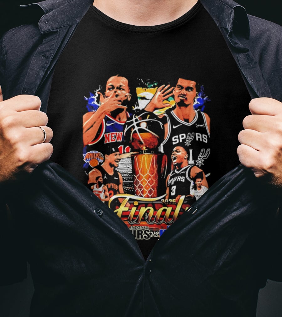 NY Knicks Finals Jalen Brunson Spurs Victor Wembanyama Basketball Matchup T-Shirt