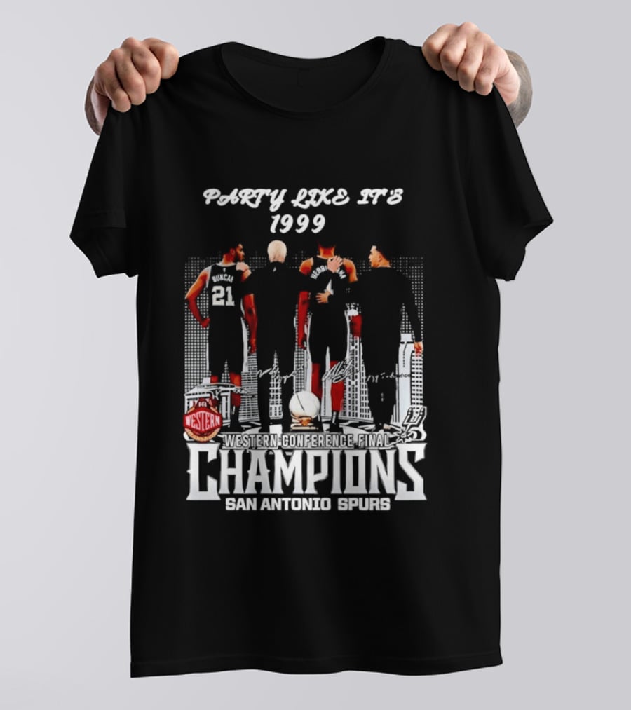 Party Like It's 1999 San Antonio Spurs Champions Tim Duncan Gregg Popovich Victor Wembanyama T-Shirt