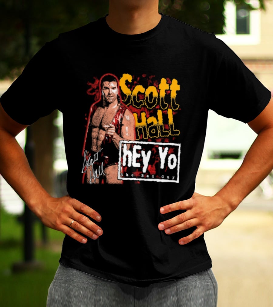 Scott Hall Hey Yo The Bad Guy Wrestling Legend WCW T-Shirt