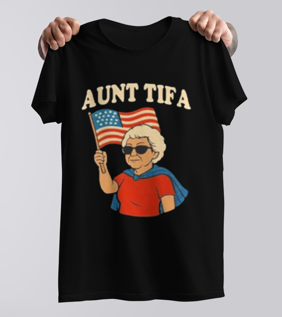 Aunt Tifa USA Flag And Cool Grandma In Sunglasses T-Shirt