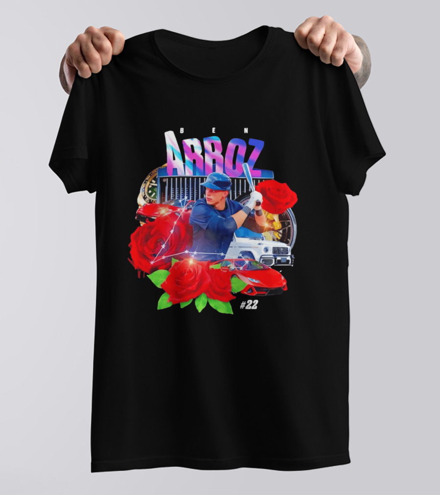 Ben Arroz Baseball Player Luxury Cars Roses #22 T-Shirt