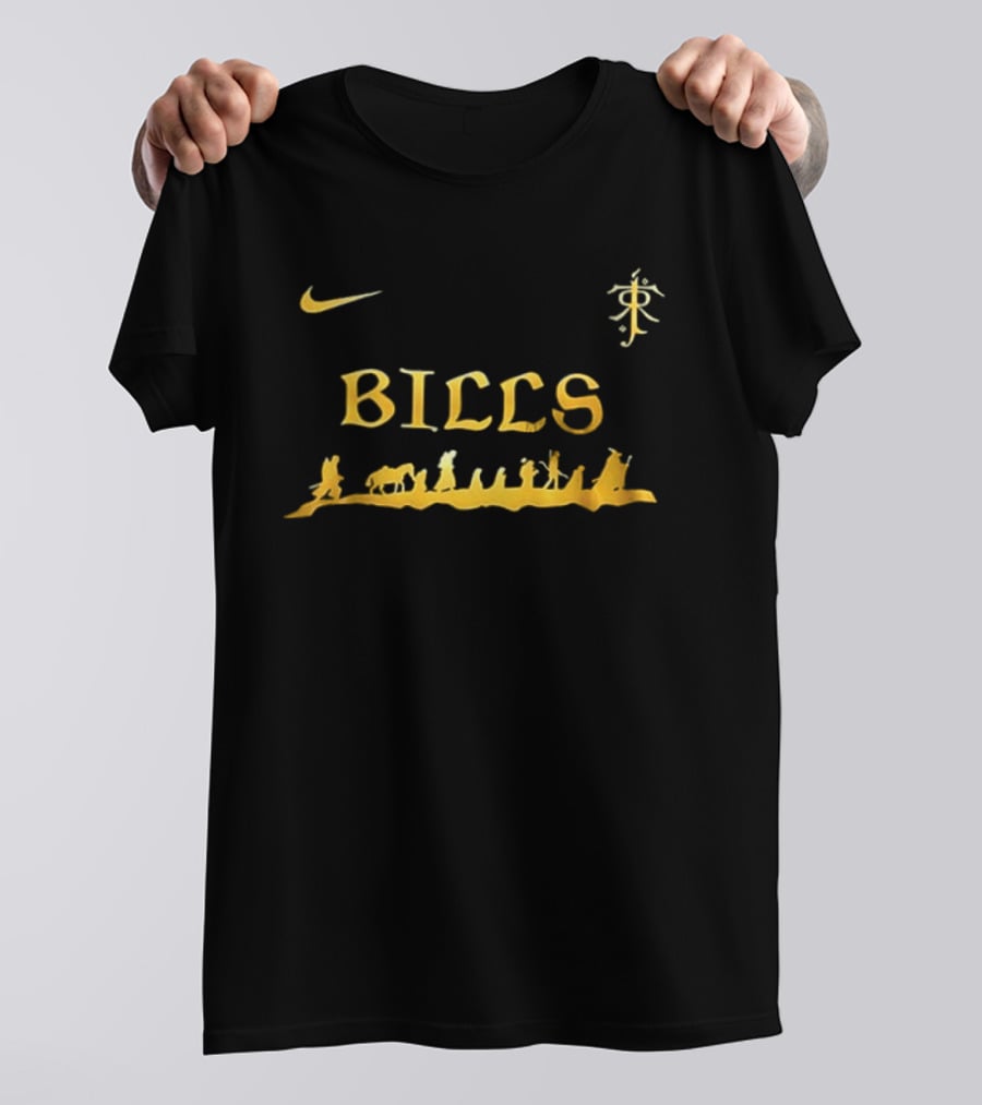 Buffalo Bills Nike Lord Of The Rings Collaboration Golden Middle Earth Adventure 2 Sided T-Shirt