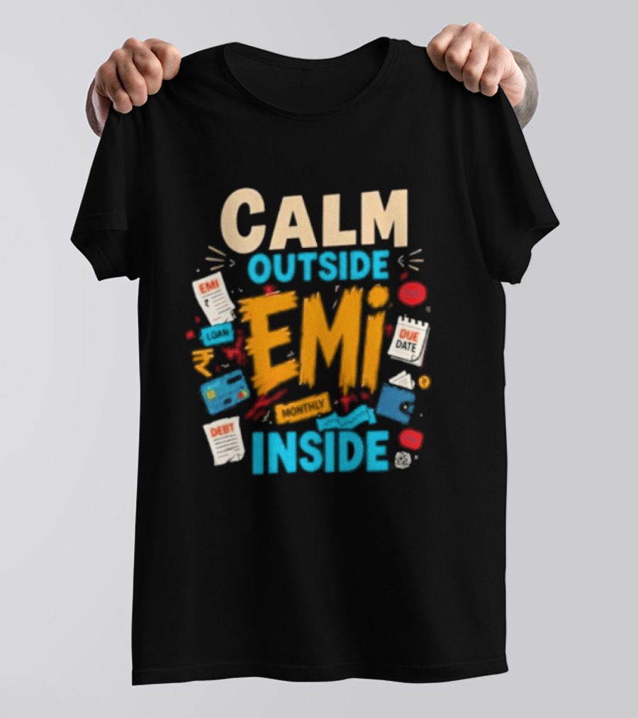 Calm Outside Anxiety Surrounding EMI Monthly Payments Inside T-Shirt