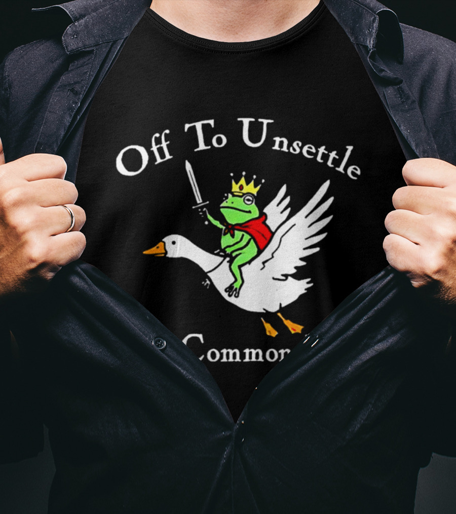 Off To Unsettle The Common Folk Frog King Riding Goose T-Shirt