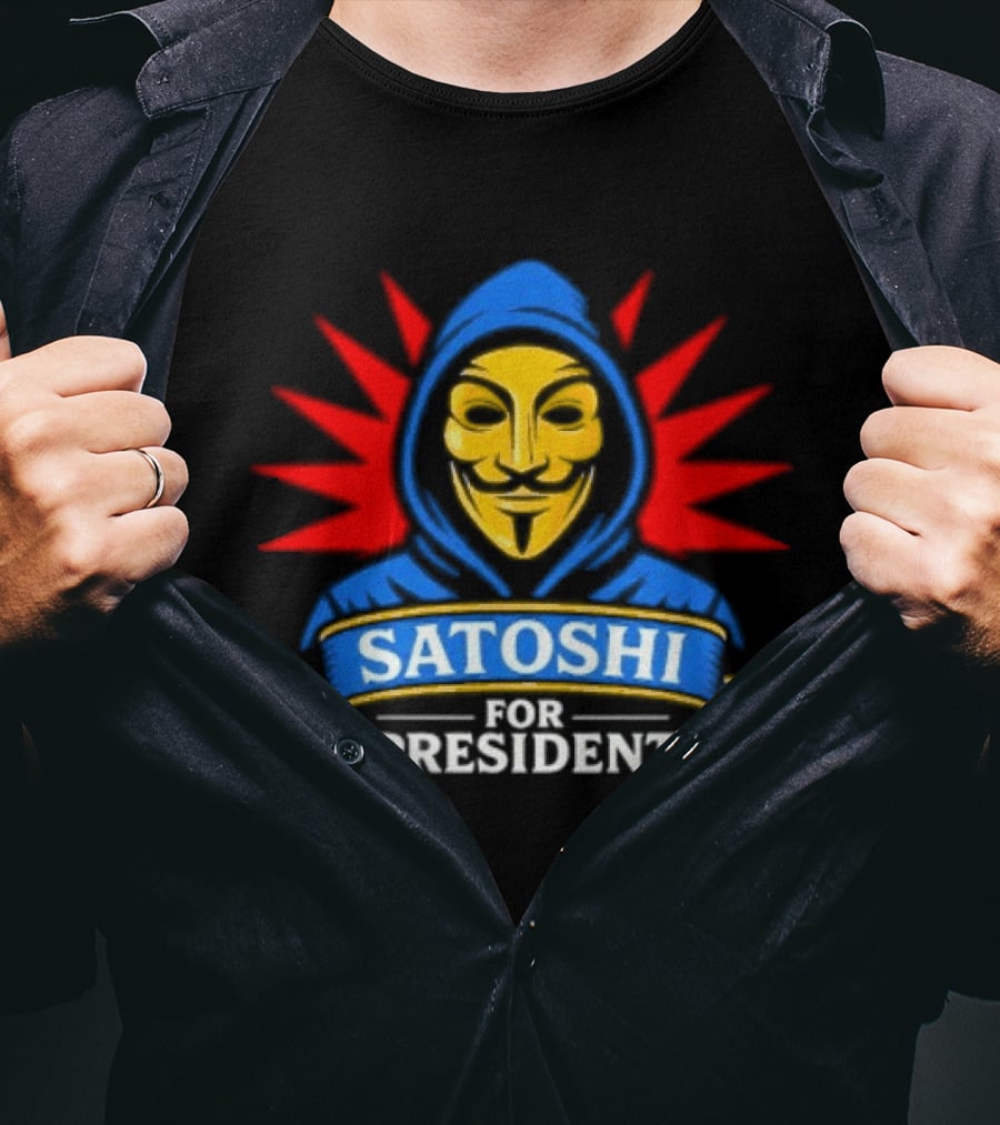 Satoshi For President Crypto Revolution Guy Fawkes Mask T-Shirt