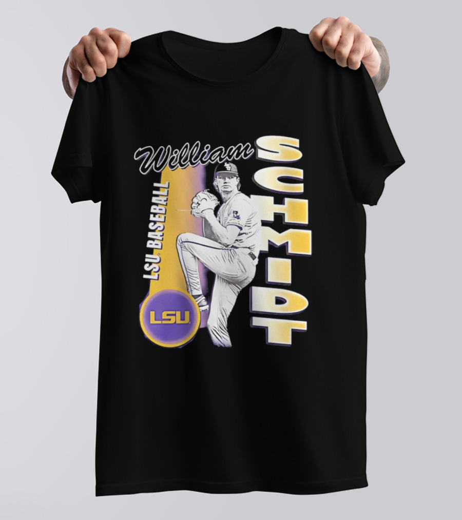 LSU Baseball William Schmidt Pitching Pose T-Shirt