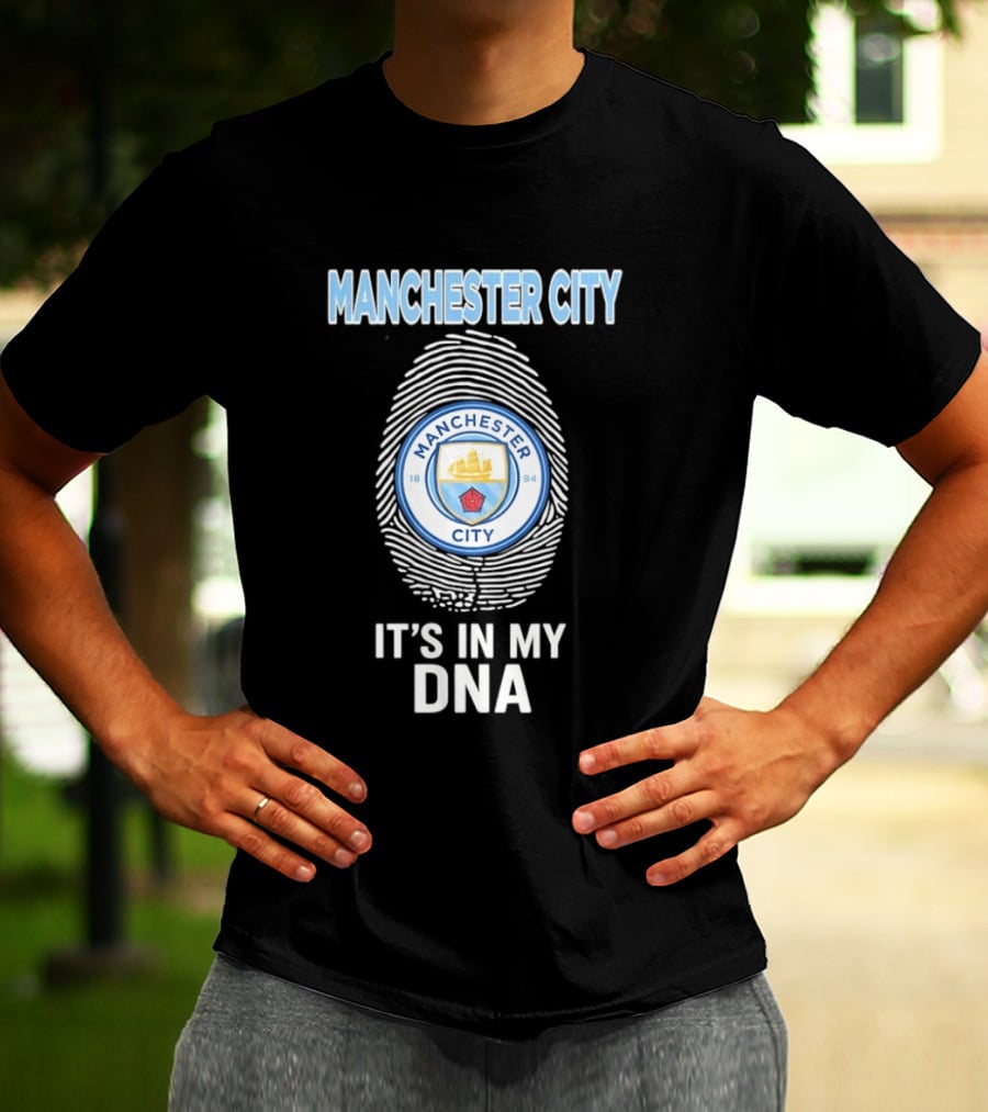 Manchester City Crest Fingerprint It's In My DNA T-Shirt