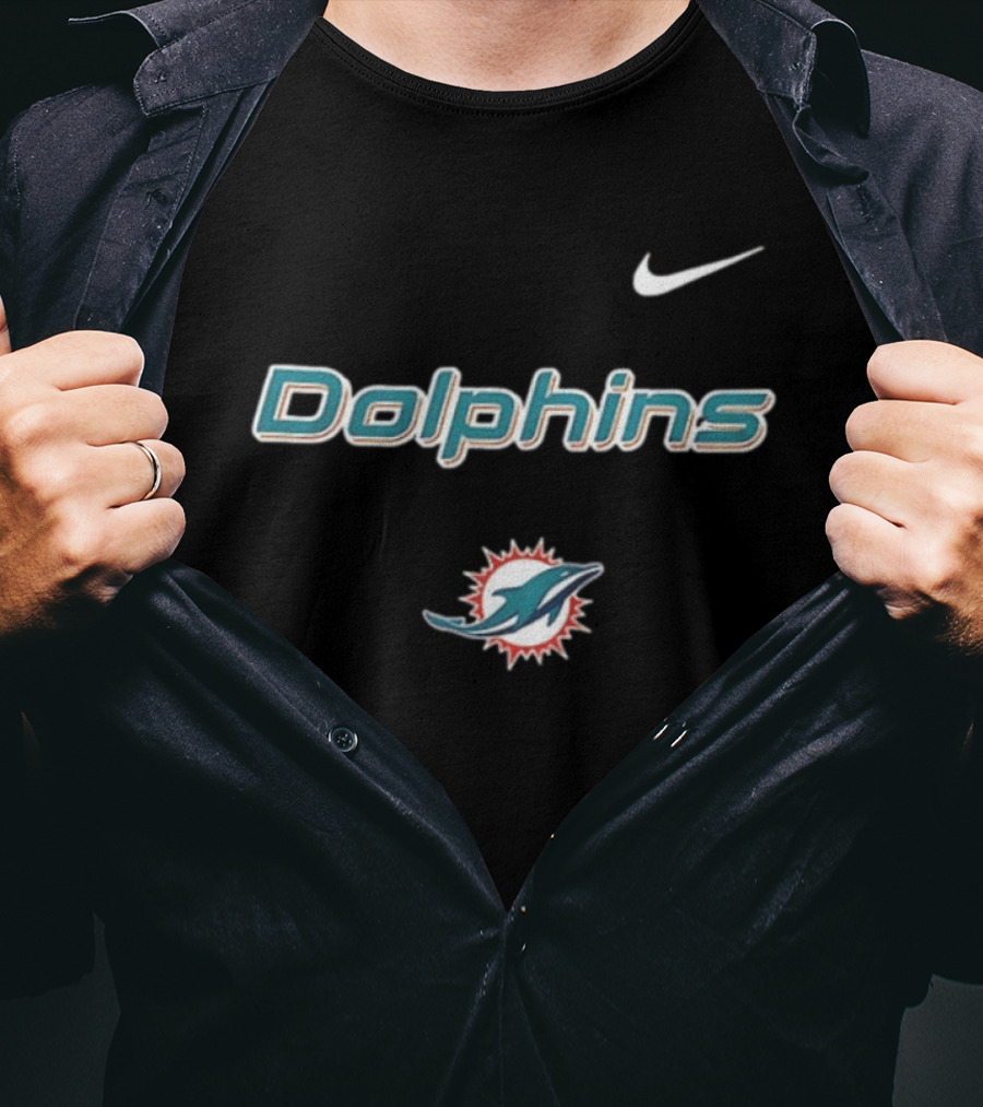 Miami Dolphins Skeleton Blue Collar American Proud Mechanic Nike Dolphins T-Shirt