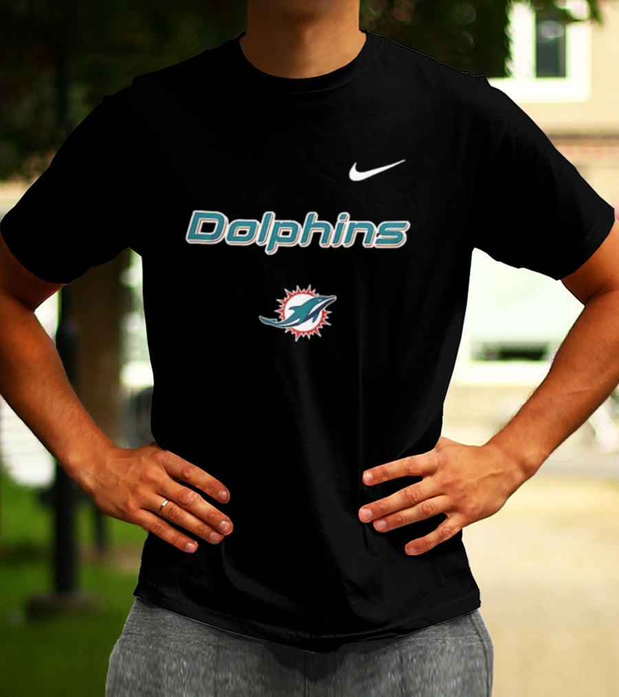 Miami Dolphins Skeleton Blue Collar American Proud Mechanic Nike Dolphins T-Shirt