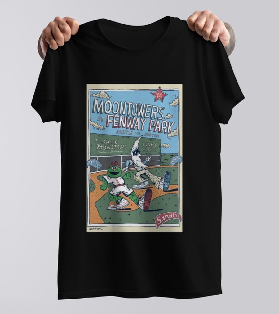 Moontowers At Fenway Park June 8 2026 Austin To Boston The Green Monstah Sandlot T-Shirt