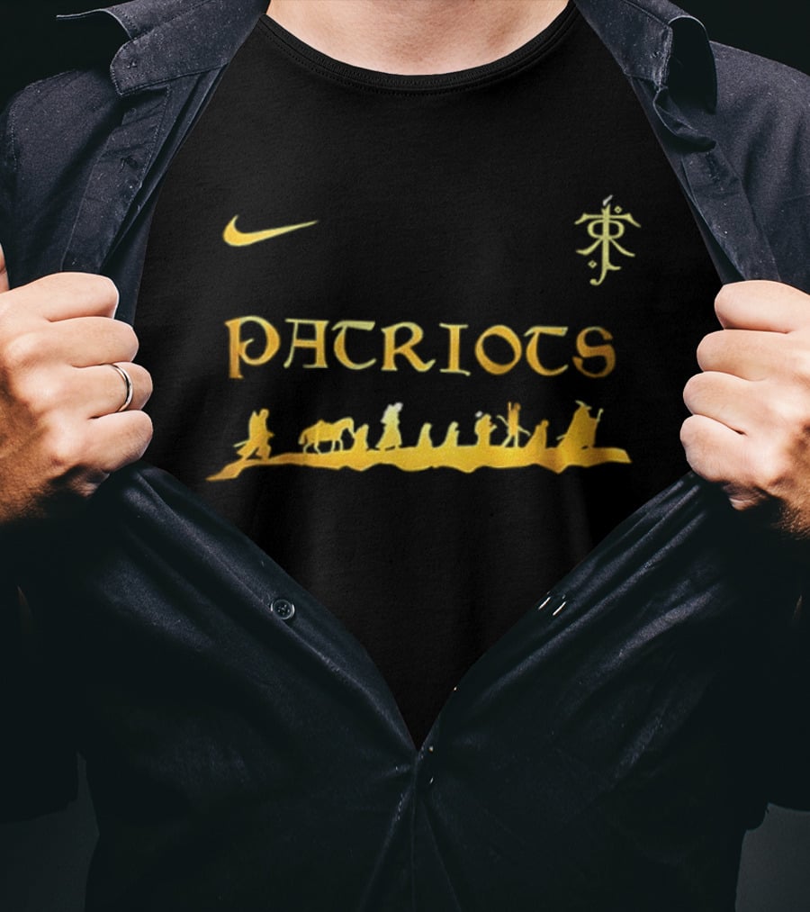 Nike New England Patriots Lord Of The Rings Swoosh And Tolkien Rune Combination T-Shirt