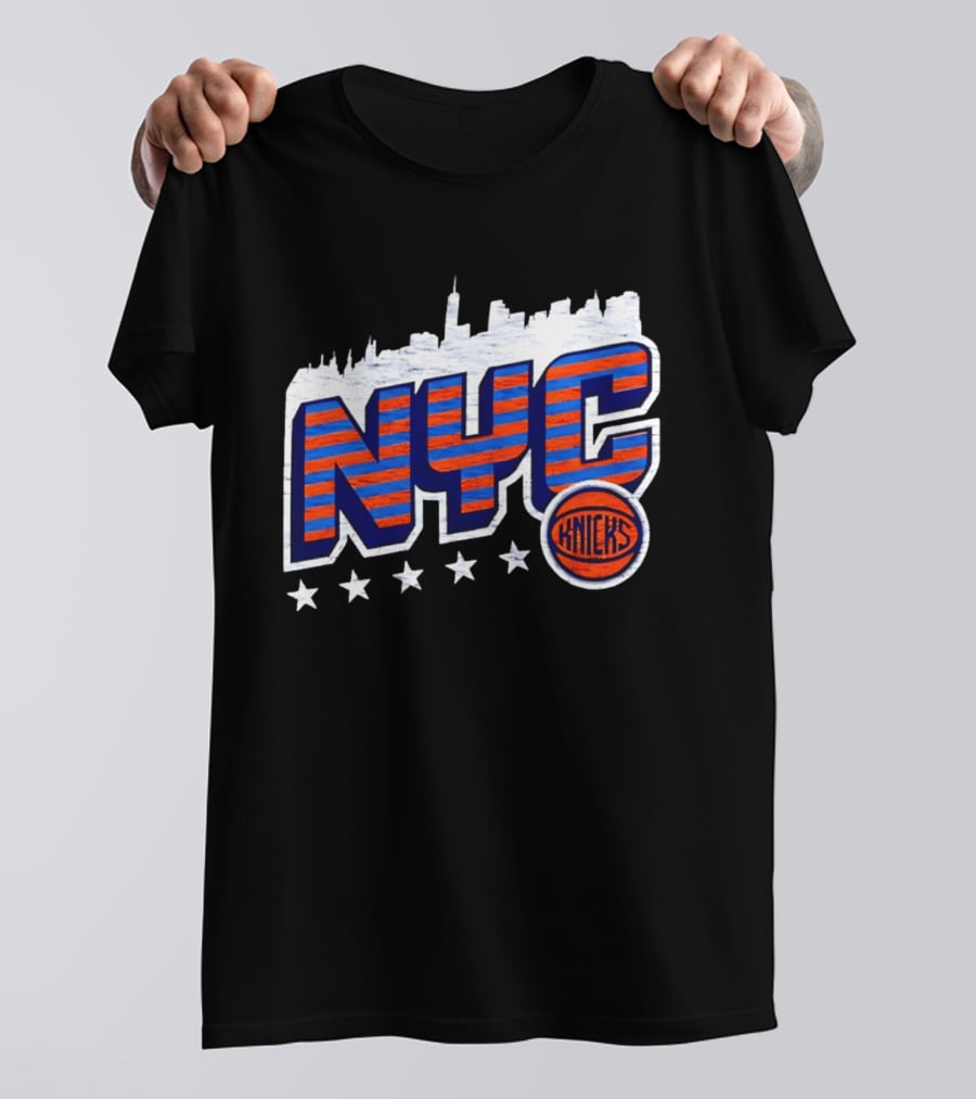 NYC Knicks Skyline Stars Basketball Fan Gear T-Shirt