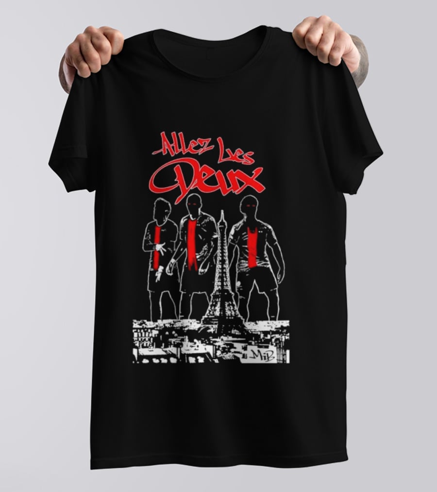 Allez Les Deux Neymar Lionel Messi Kylian Mbappe Paris Saint Germain T-Shirt