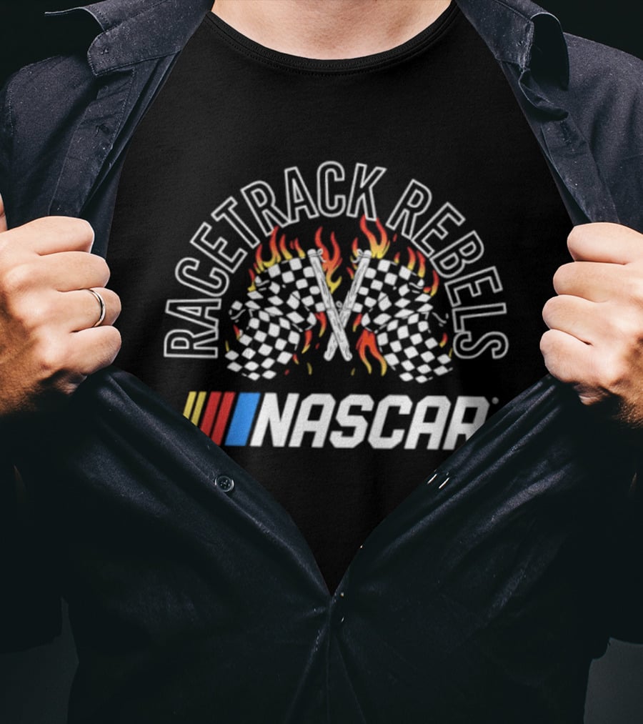 Racetrack Rebels NASCAR Checkered Flags Flames T-Shirt
