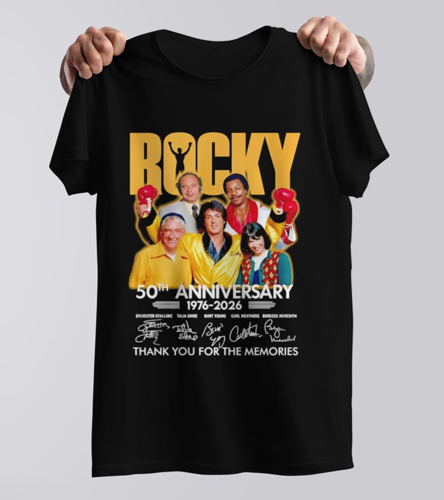 Rocky 50th Anniversary 1976 2026 Thank You For The Memories Celebrating Iconic Movie Legends T-Shirt