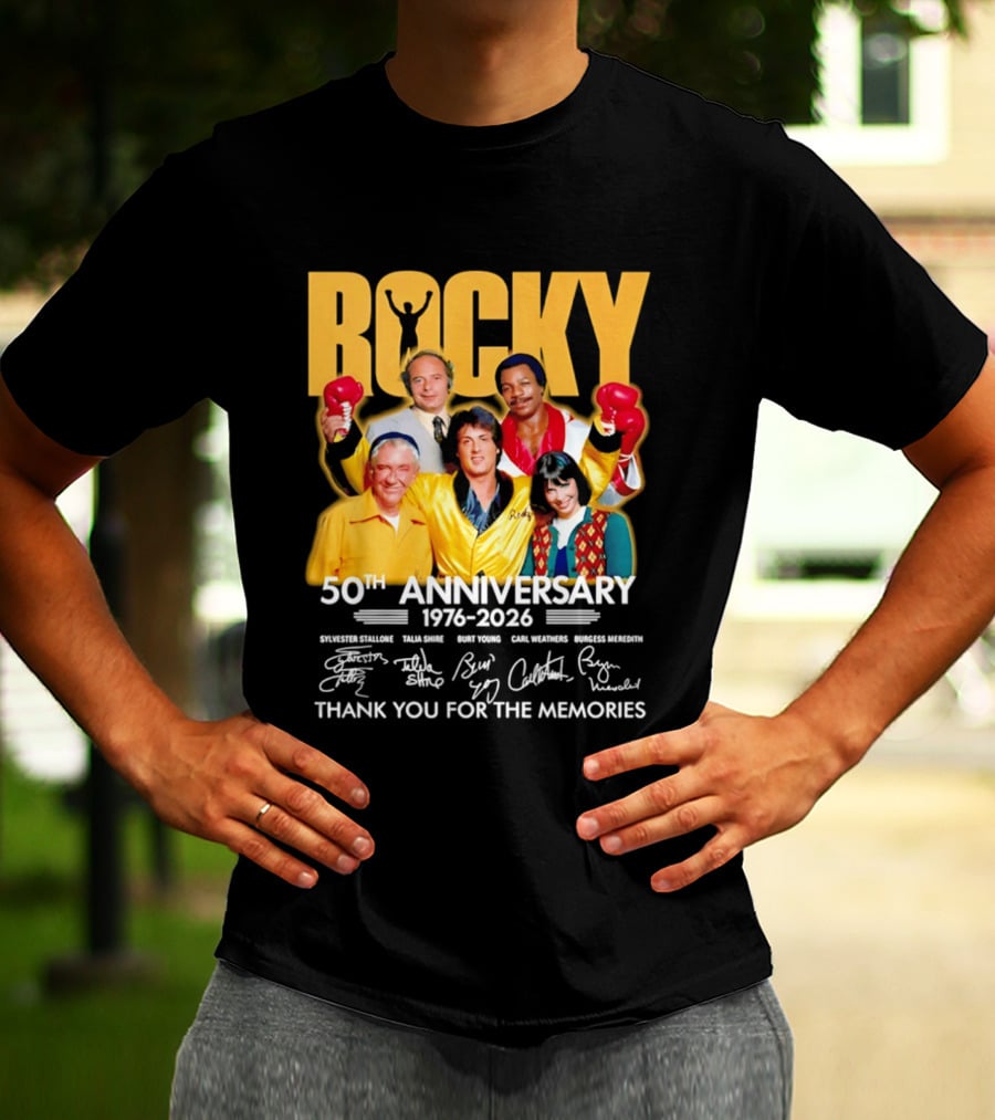 Rocky 50th Anniversary 1976 2026 Thank You For The Memories Celebrating Iconic Movie Legends T-Shirt
