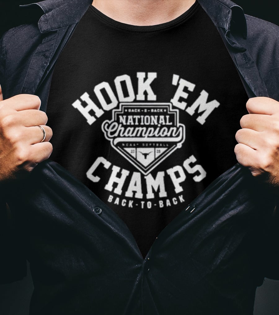 Texas Longhorns Hook 'Em Back To Back National Champs 2026 T-Shirt