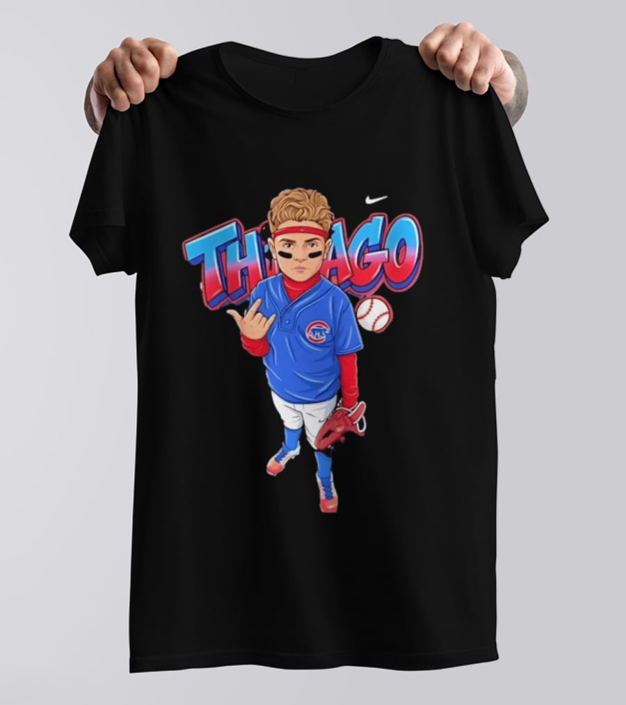 Thiago Chicago Cubs Baseball Cartoon Player Nike T-Shirt