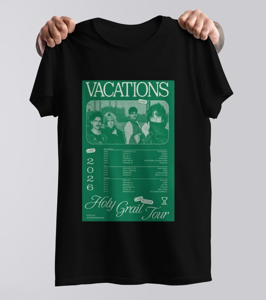 Vacations Holy Grail Tour 2026 Live Concert Locations And Dates T-Shirt