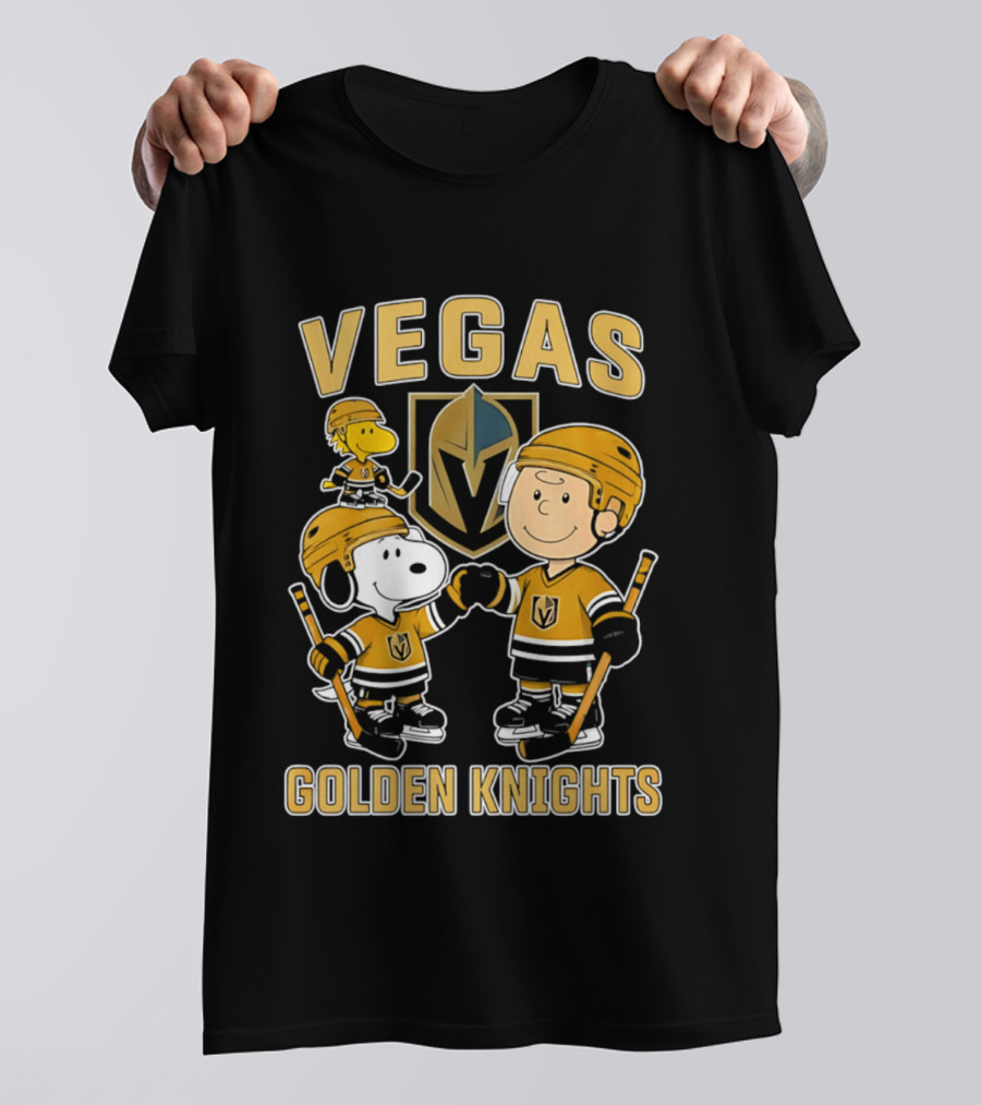 Vegas Golden Knights NHL Snoopy Charlie Brown Woodstock Hockey Team T-Shirt
