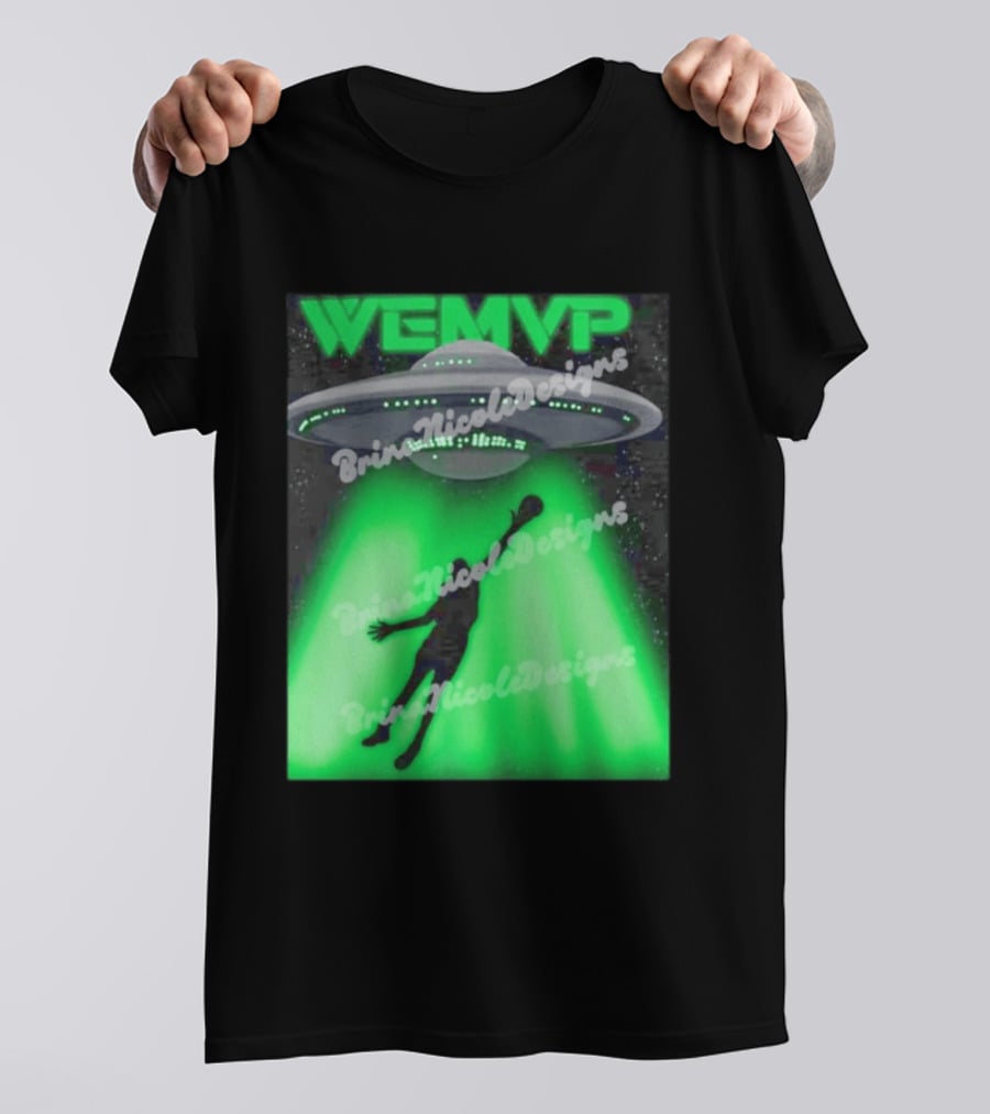 WEMVP Victor Wembanyama UFO Alien Abduction Basketball Player T-Shirt