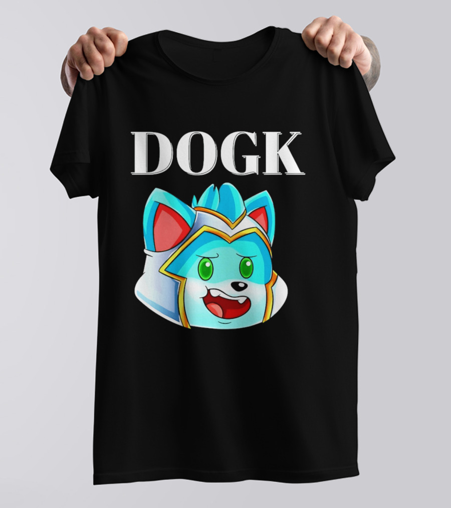 DOGK Cute Cartoon Character Blue Dog Head T-Shirt