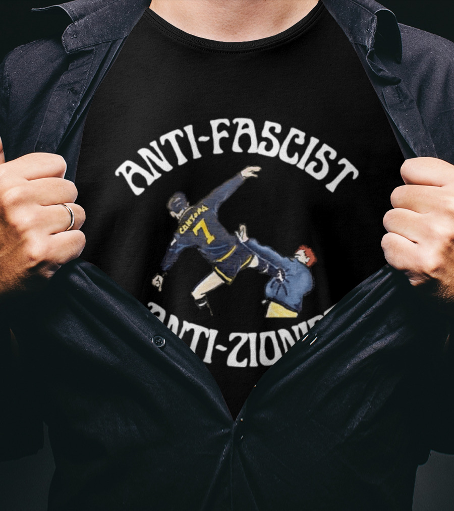 Eric Cantona Anti Fascist Anti Zionist Kick Manchester United Number 7 T-Shirt