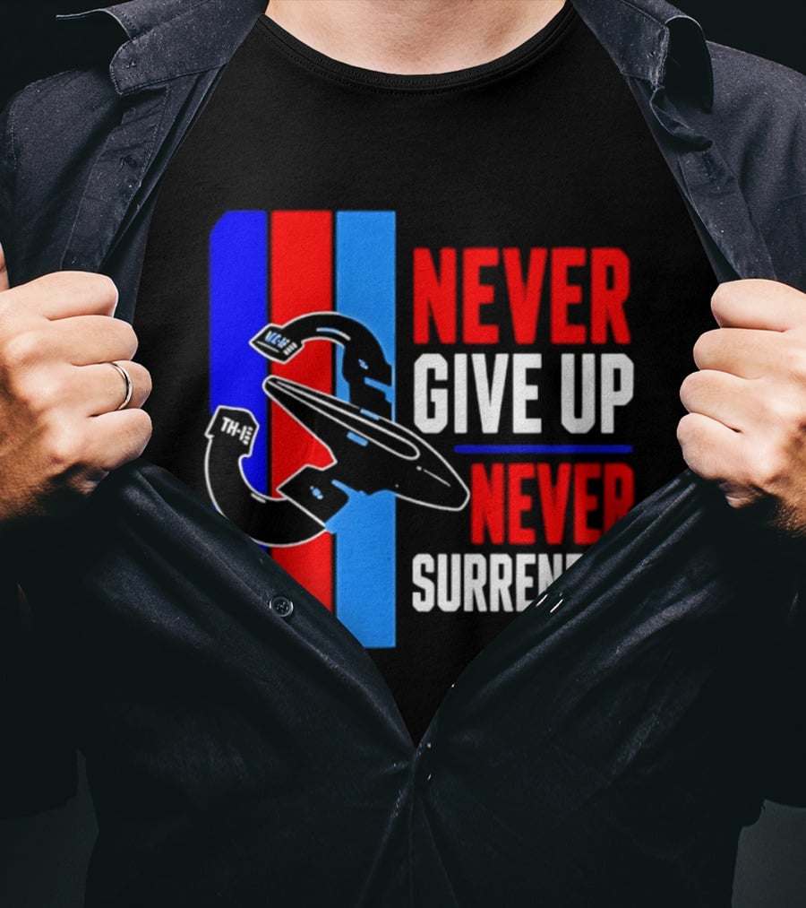 Galaxy Quest Never Give Up Never Surrender NSEA Protector Starship T-Shirt
