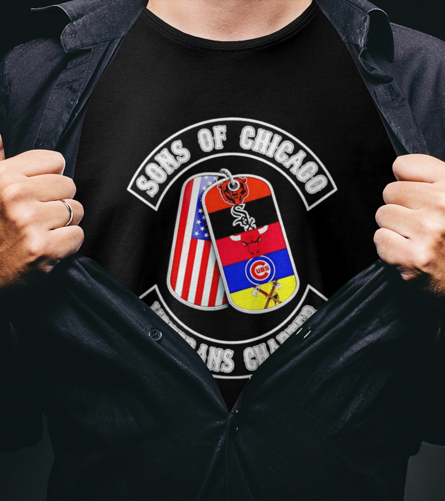 Sons Of Chicago Veterans Chapter Dog Tags Bears White Sox Bulls Cubs Patriots T-Shirt