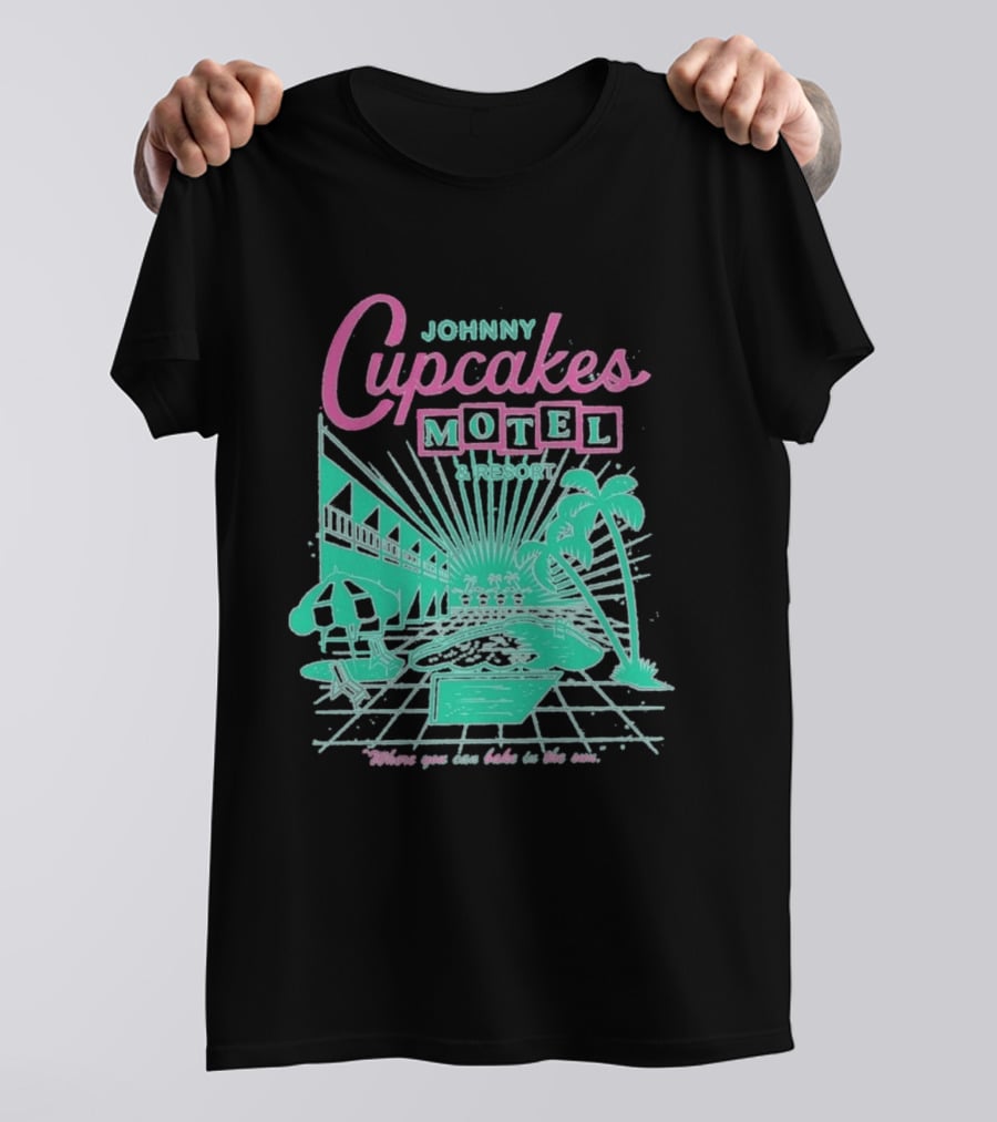 Johnny Cupcakes Motel Retro Resort Poolside Vibes Bake In The Sun Experience T-Shirt