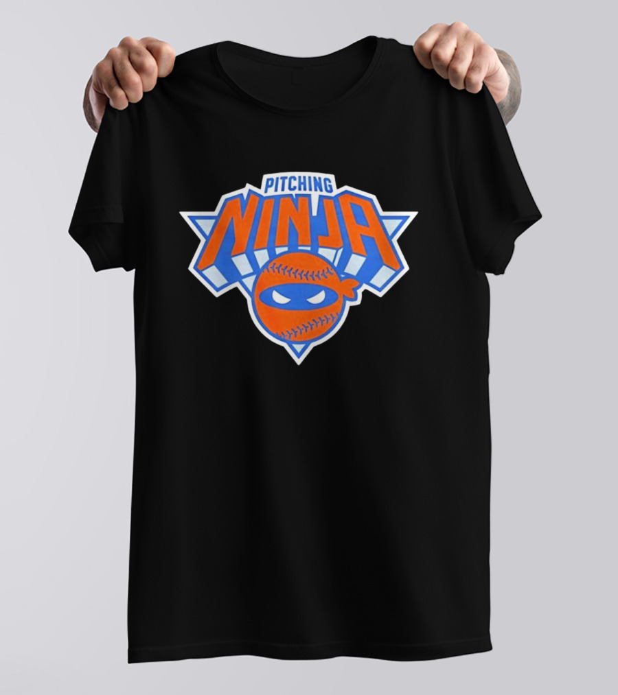 Pitching Ninja New York Knicks Baseball T-Shirt