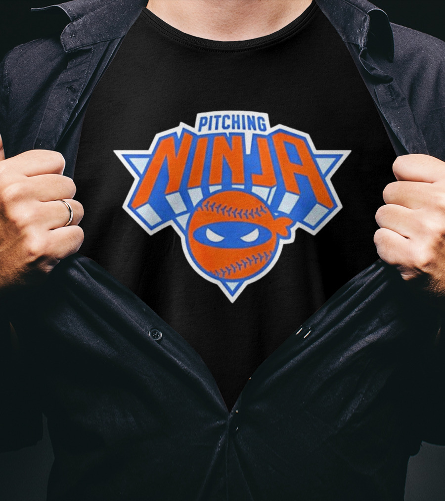 Pitching Ninja New York Knicks Baseball T-Shirt